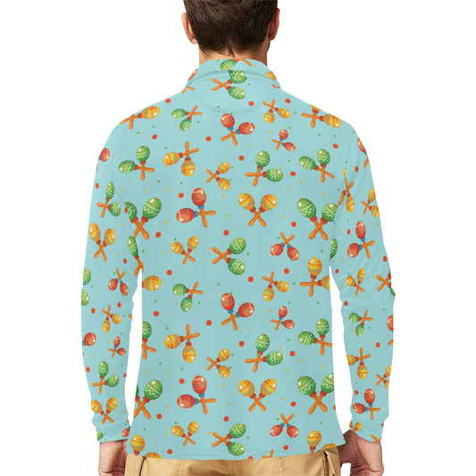 Maracas Print Design LKS402 Long Sleeve Polo Shirt For Men's