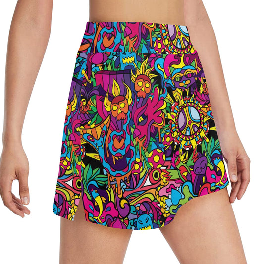 Trippy Print Design LKS304 17" Golf & Pickleball Skort with Pockets