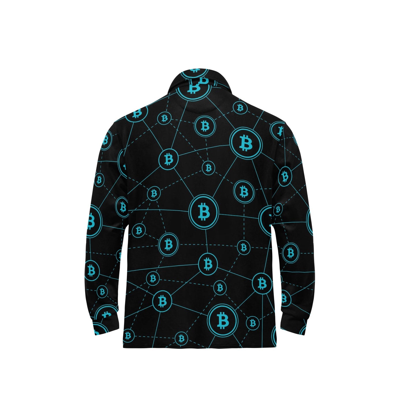 Cryptocurrency Pattern Print Design 01 Long Sleeve Polo Shirt For Men's