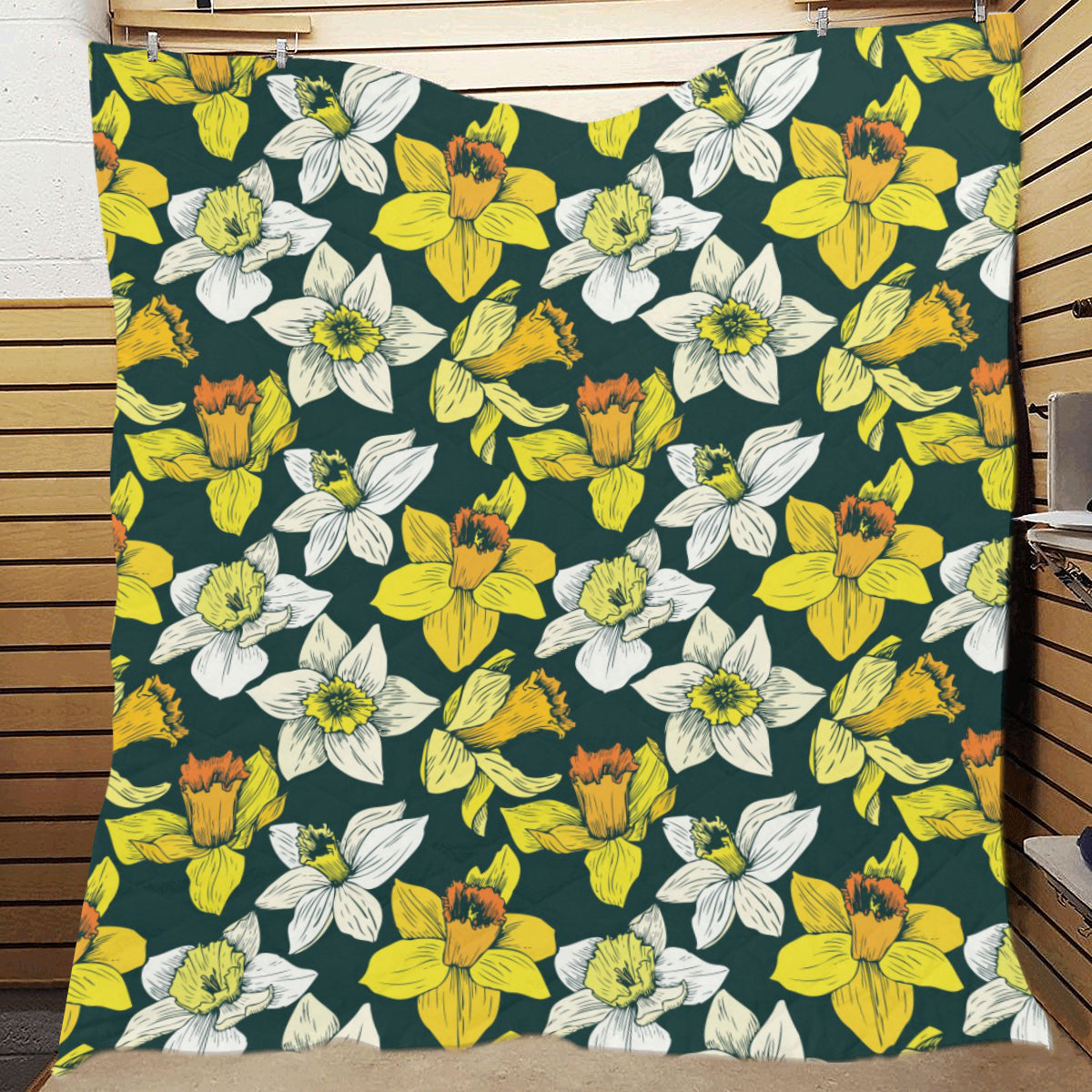 Daffodils Pattern Print Design DF02 Premium Quilt