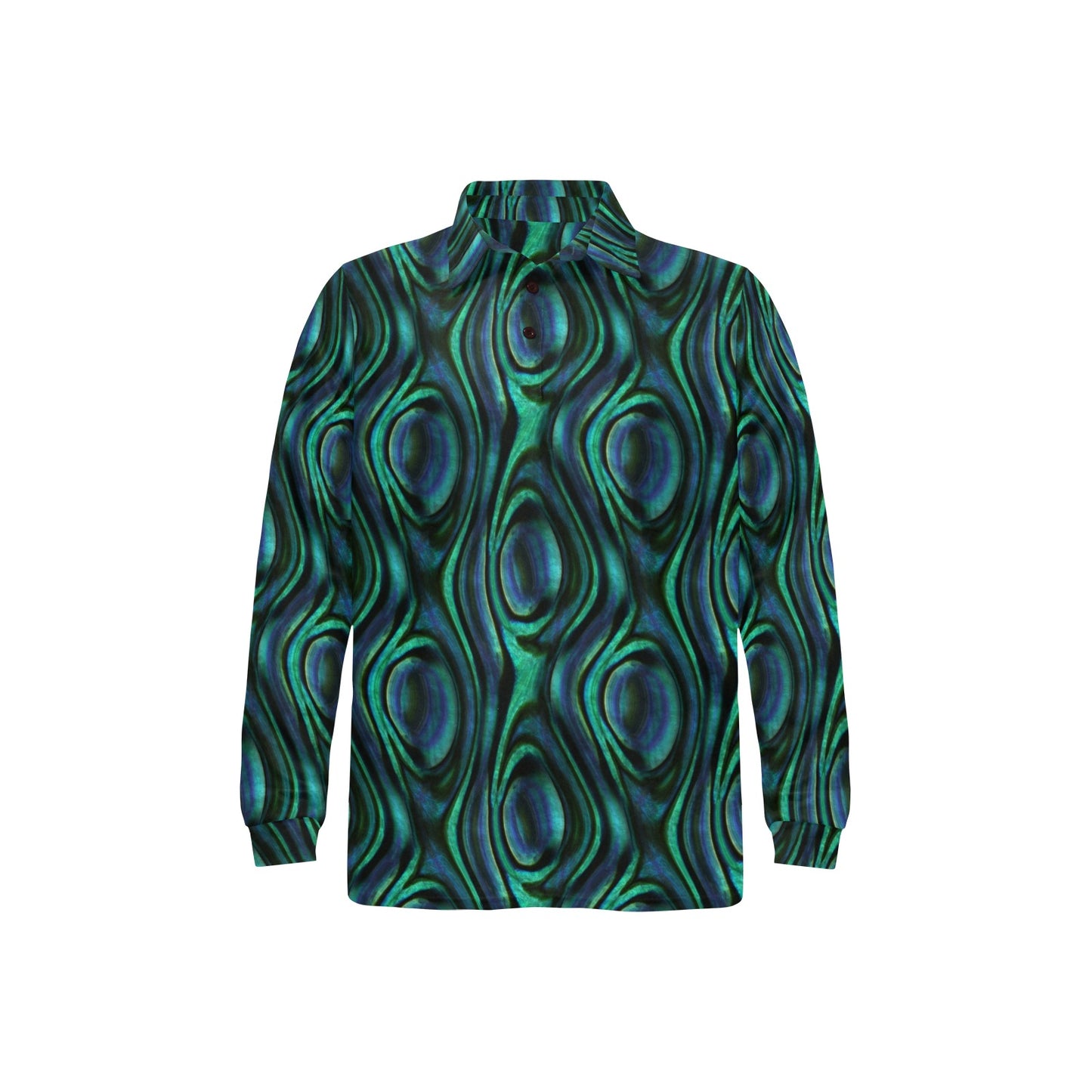 Abalone Pattern Print Design 01 Long Sleeve Polo Shirt For Men's