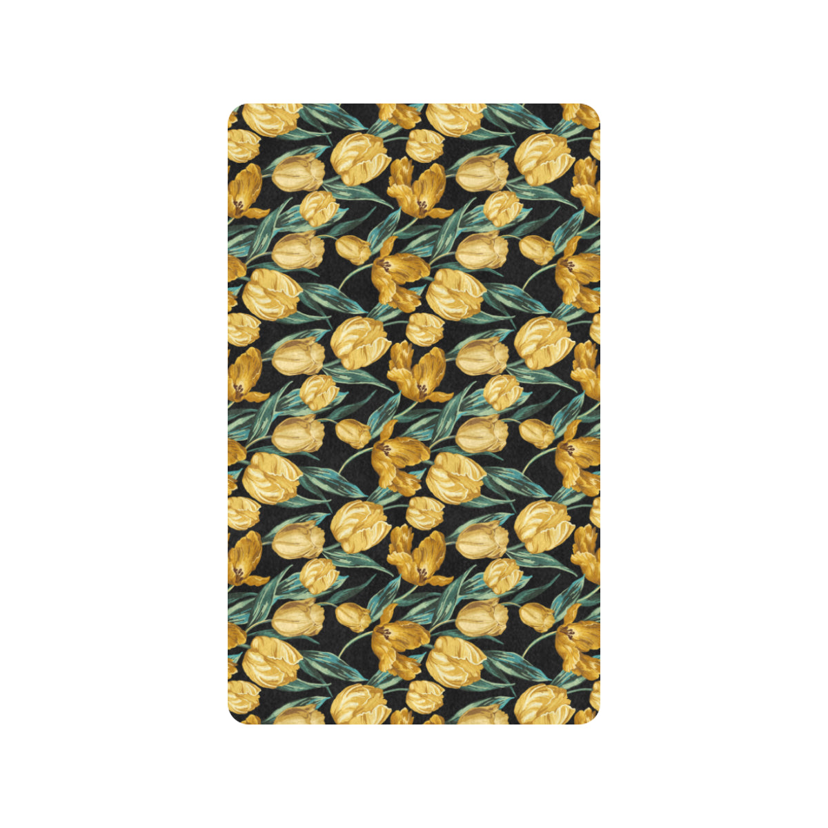Elegant Yellow Tulip Print Rubber Doormat