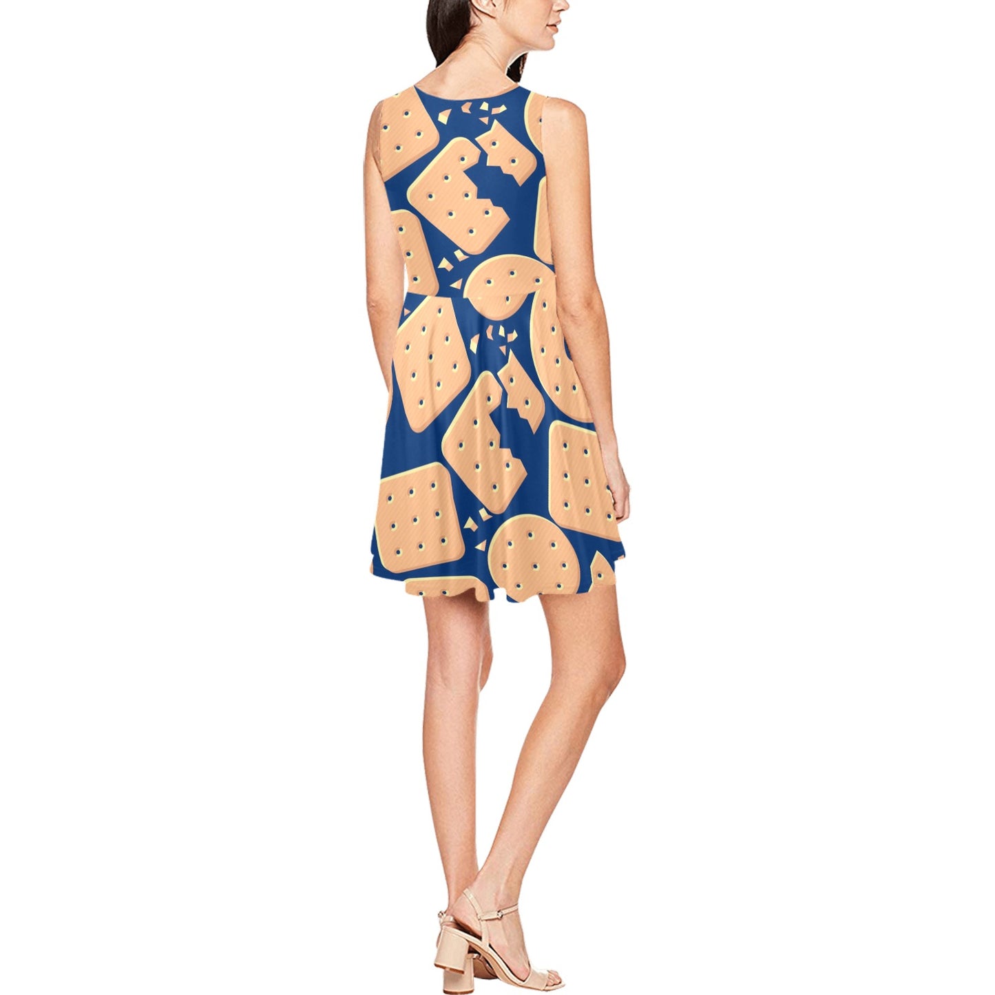 Cracker Pattern Print Design 03 Sleeveless Dress