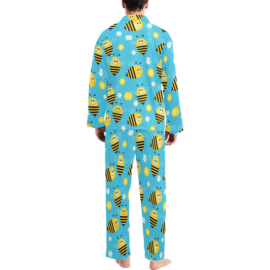 Bee Pattern Print Design BEE06 Men's Long Pajama Set