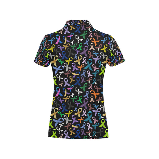 Breast Cancer Awareness Colorful Print Women's Polo Shirt
