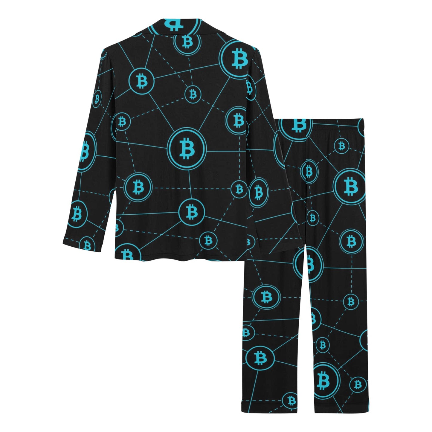 Cryptocurrency Pattern Print Design 01 Women's Long Pajama Set