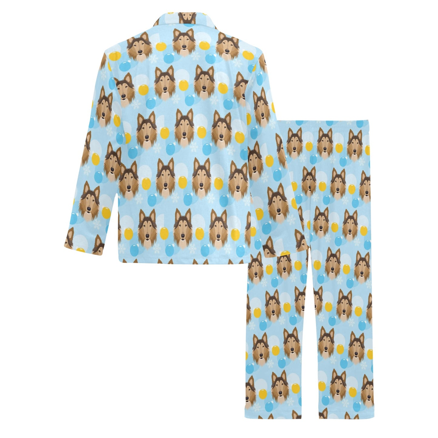 Collies Pattern Print Design 02 Men's Long Pajama Set