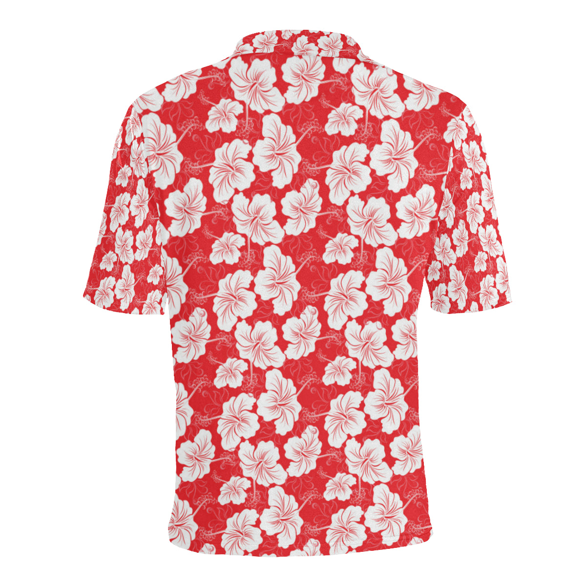 Flower Hawaiian Hibiscus Red Background Print Men Polo Shirt