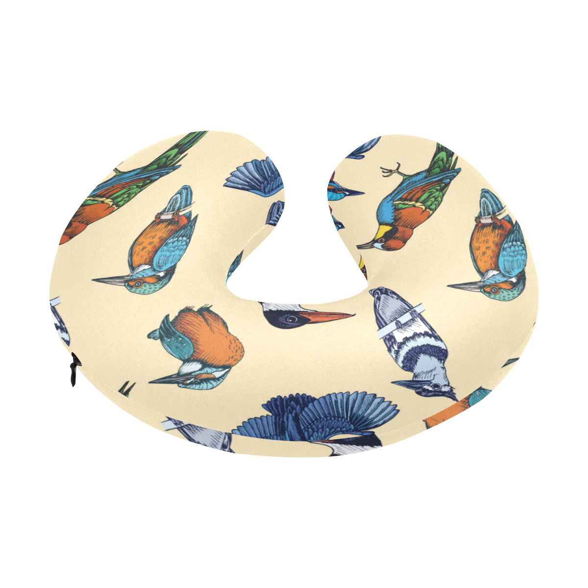 Kingfisher Bird Pattern Print Design 04 U-Shaped Travel Neck Pillow