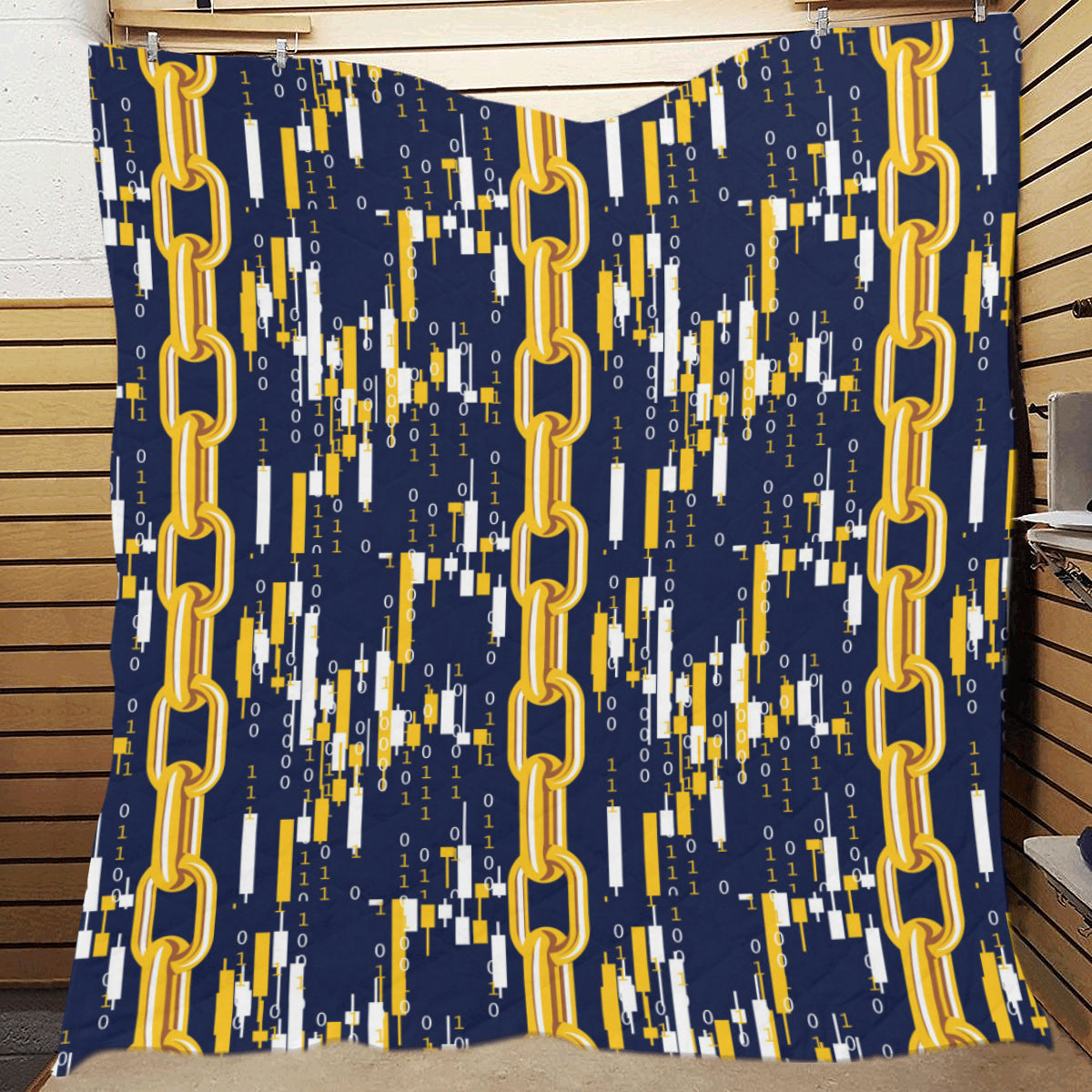 Cryptocurrency Chain Pattern Print Design 03 Premium Quilt