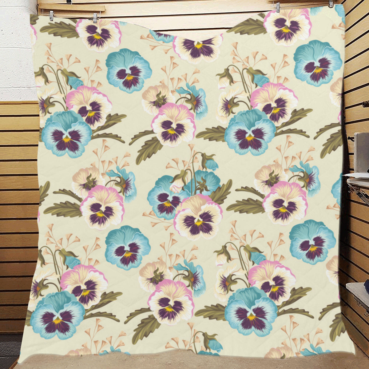 Pansy Pattern Print Design A02 Premium Quilt