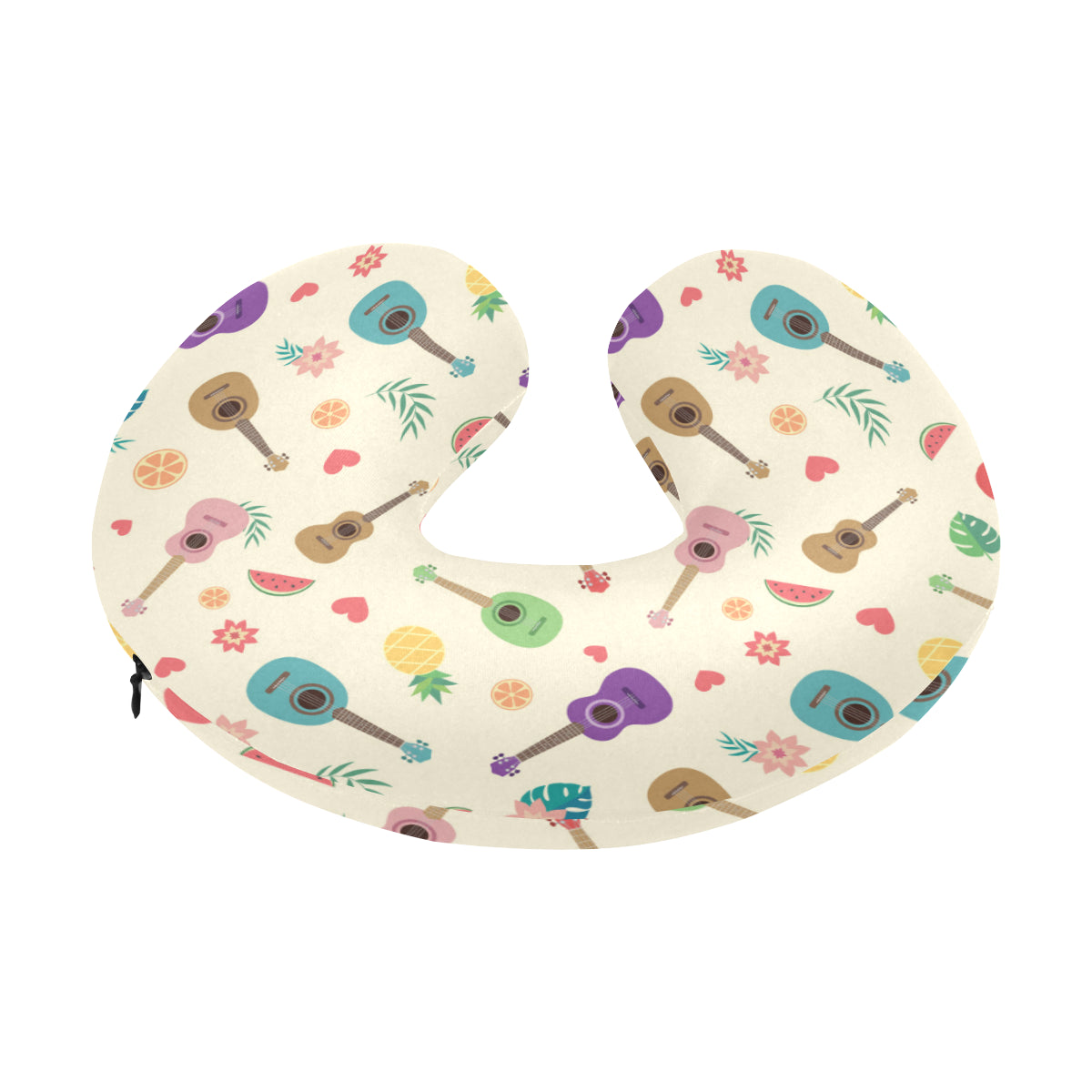 Ukulele Pattern Print Design 01 U-Shaped Travel Neck Pillow