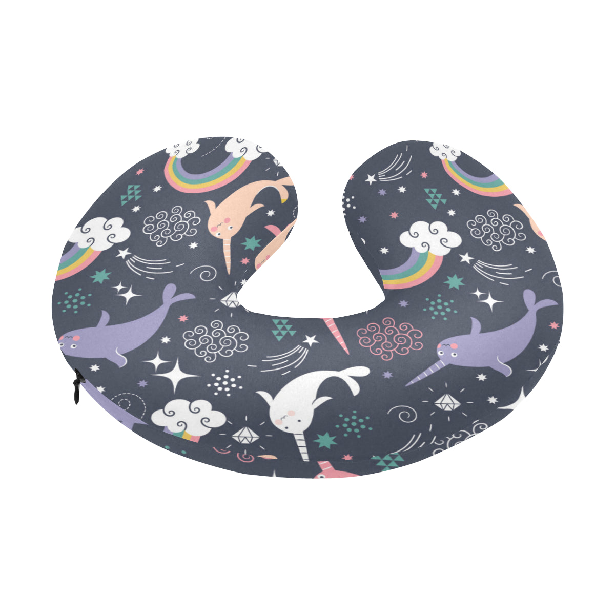 Narwhal Pattern Print Design 01 U-Shaped Travel Neck Pillow