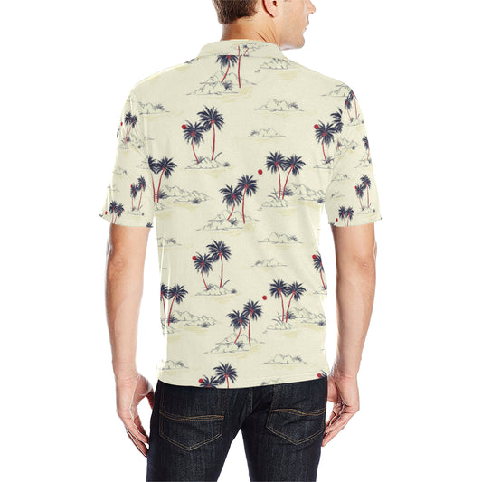 Palm Tree Pattern Print Design PT08 Men Polo Shirt