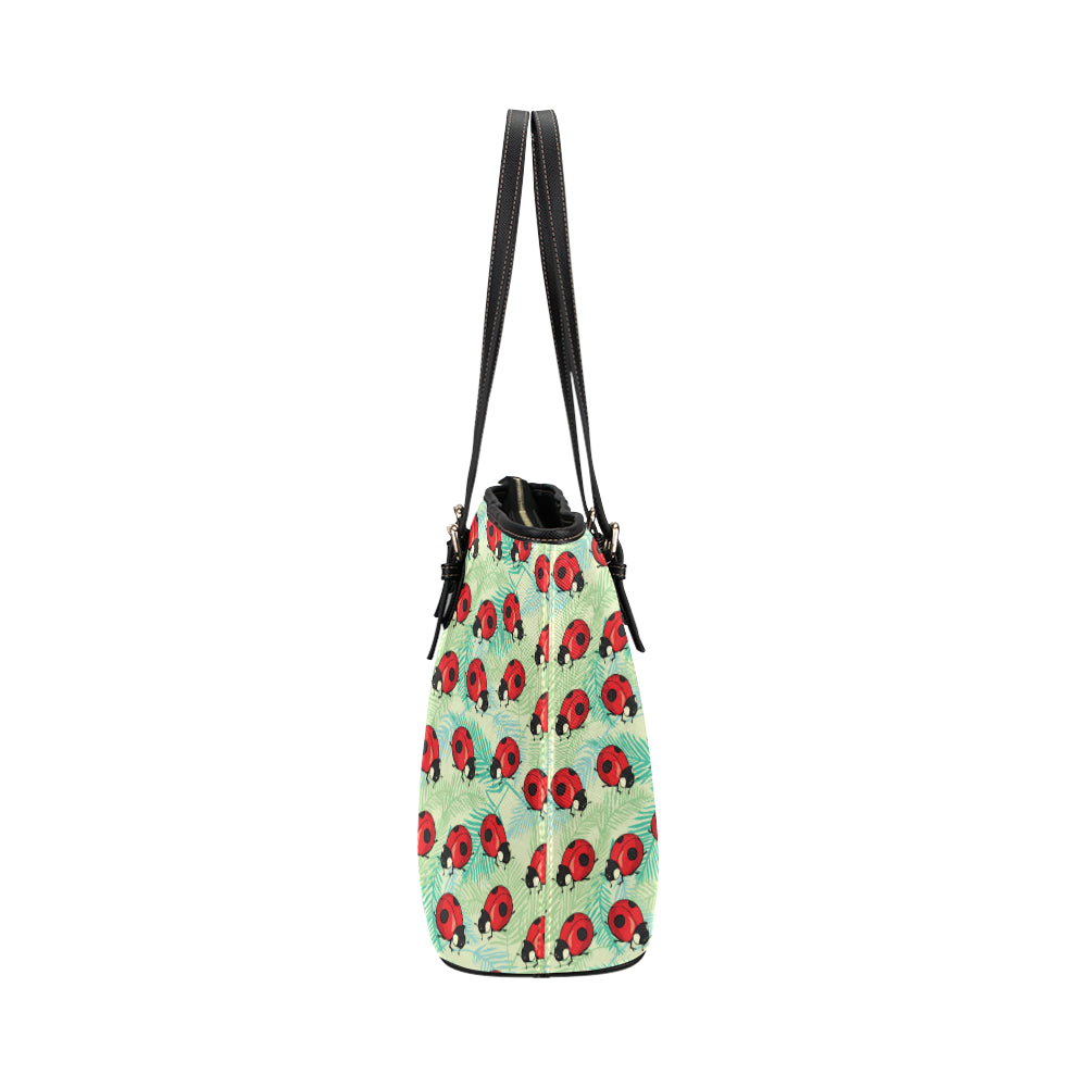 Ladybug Cute Print Pattern Leather Tote Bag