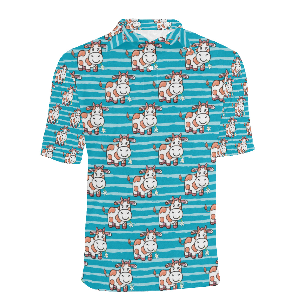 Cow Cute Print Pattern Men Polo Shirt