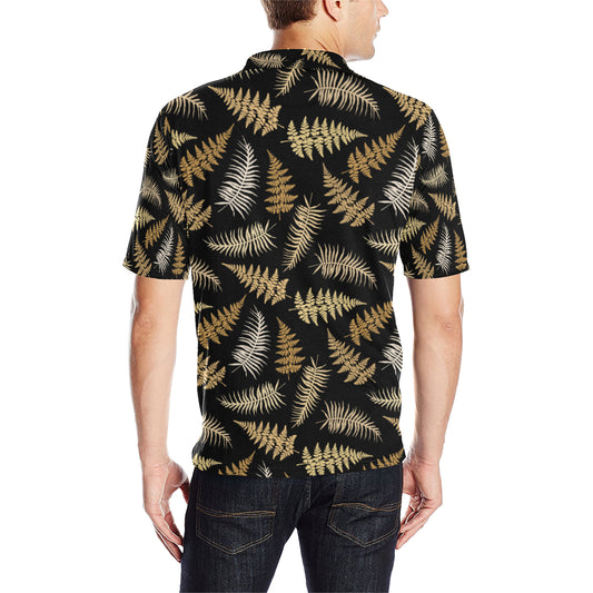 Fern Leave Bright Print Pattern Men Polo Shirt