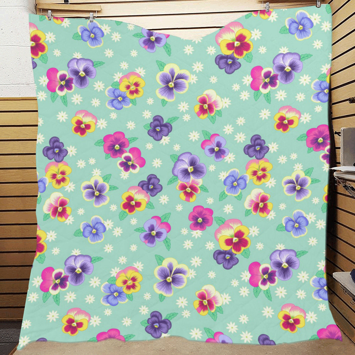 Pansy Pattern Print Design PS08 Premium Quilt