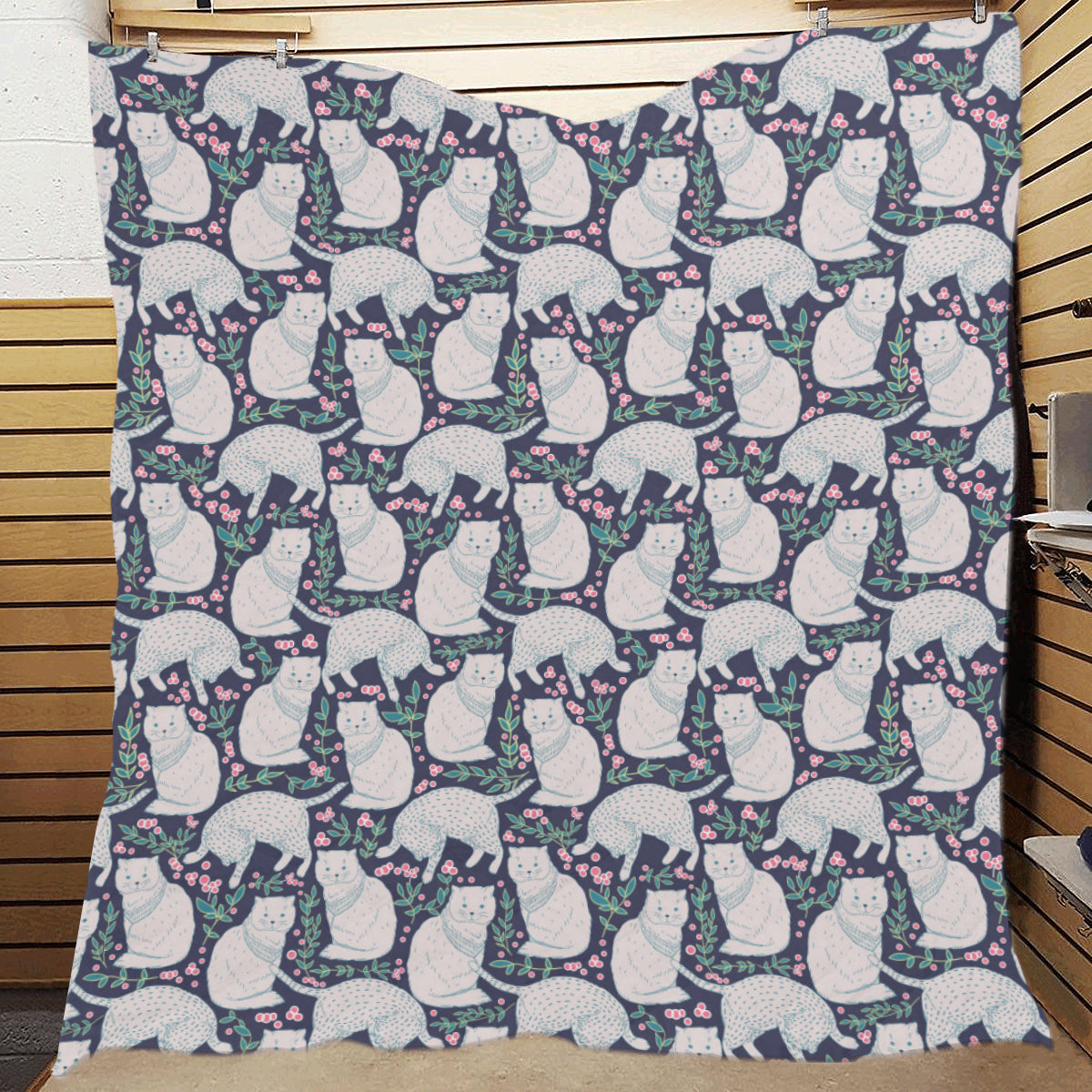 Cat Pattern Print Design 06 Premium Quilt