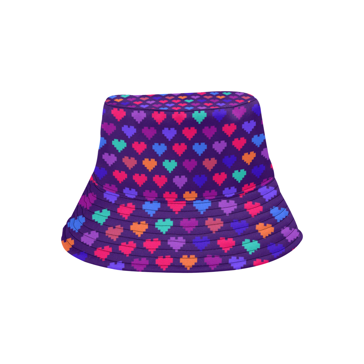 Heart Pixel Pattern Print Design HE03 Unisex Bucket Hat