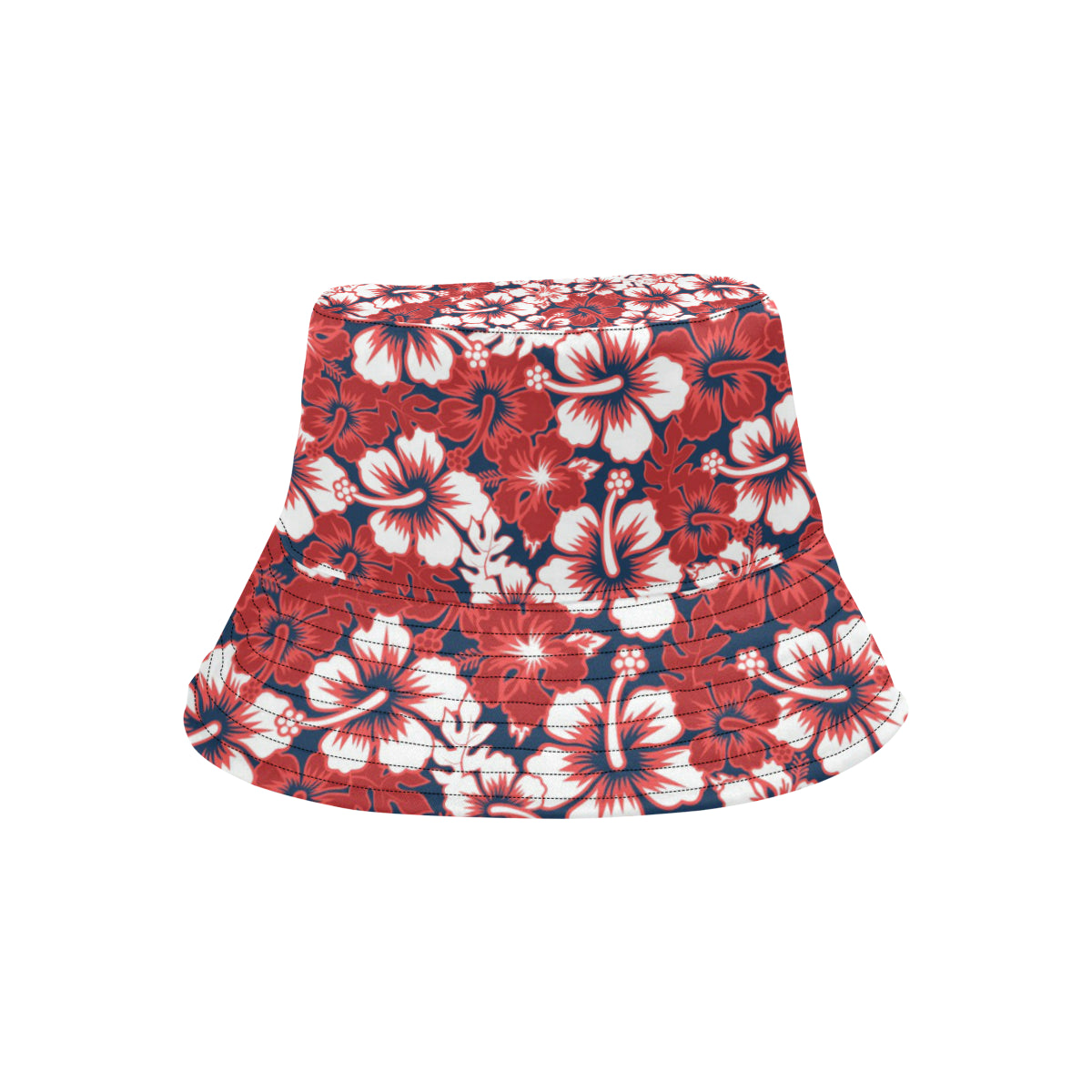 Red Hibiscus Pattern Print Design HB01 Unisex Bucket Hat