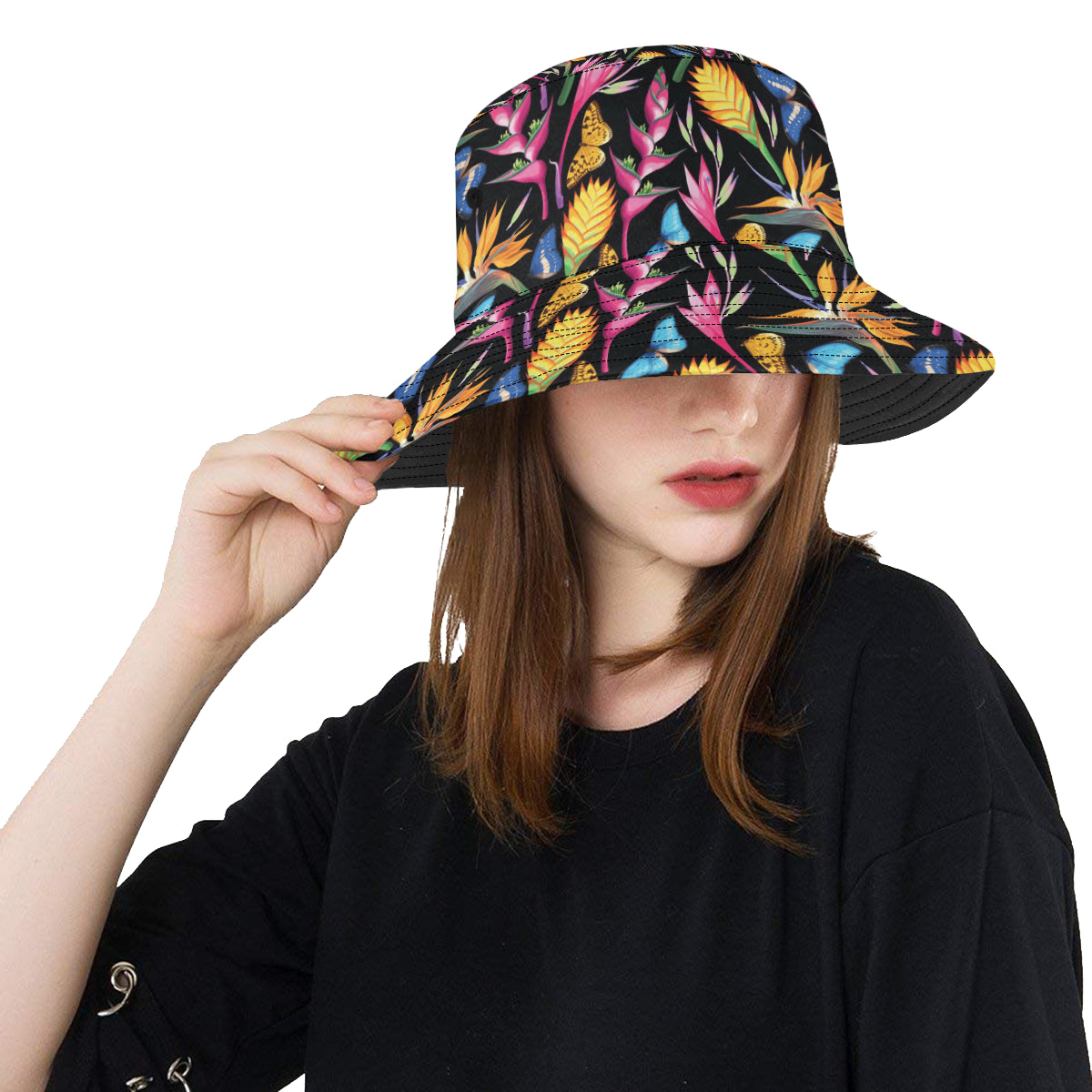 Tropical Flower Pattern Print Design TF016 Unisex Bucket Hat