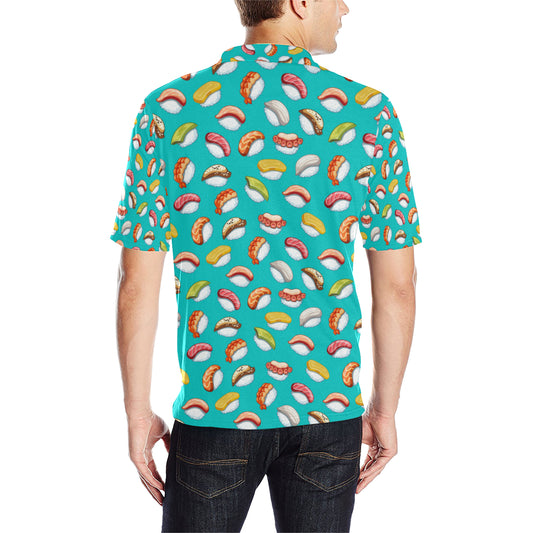 Sushi Themed Print Men Polo Shirt