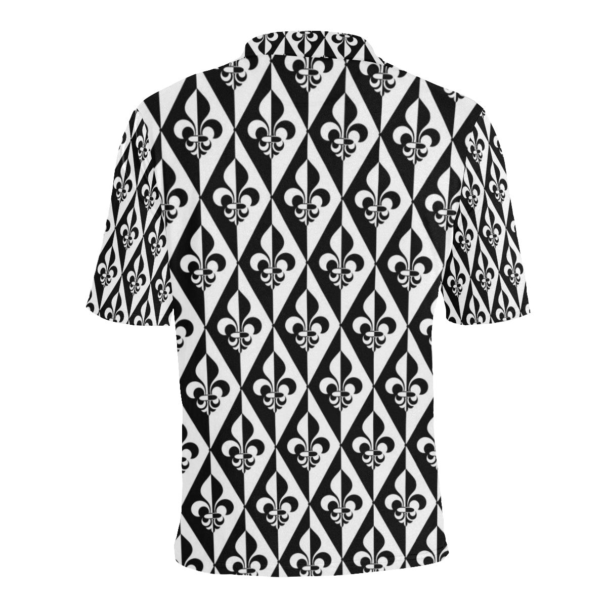 Fleur De Lis Black White Pattern Print Design 02 Men Polo Shirt