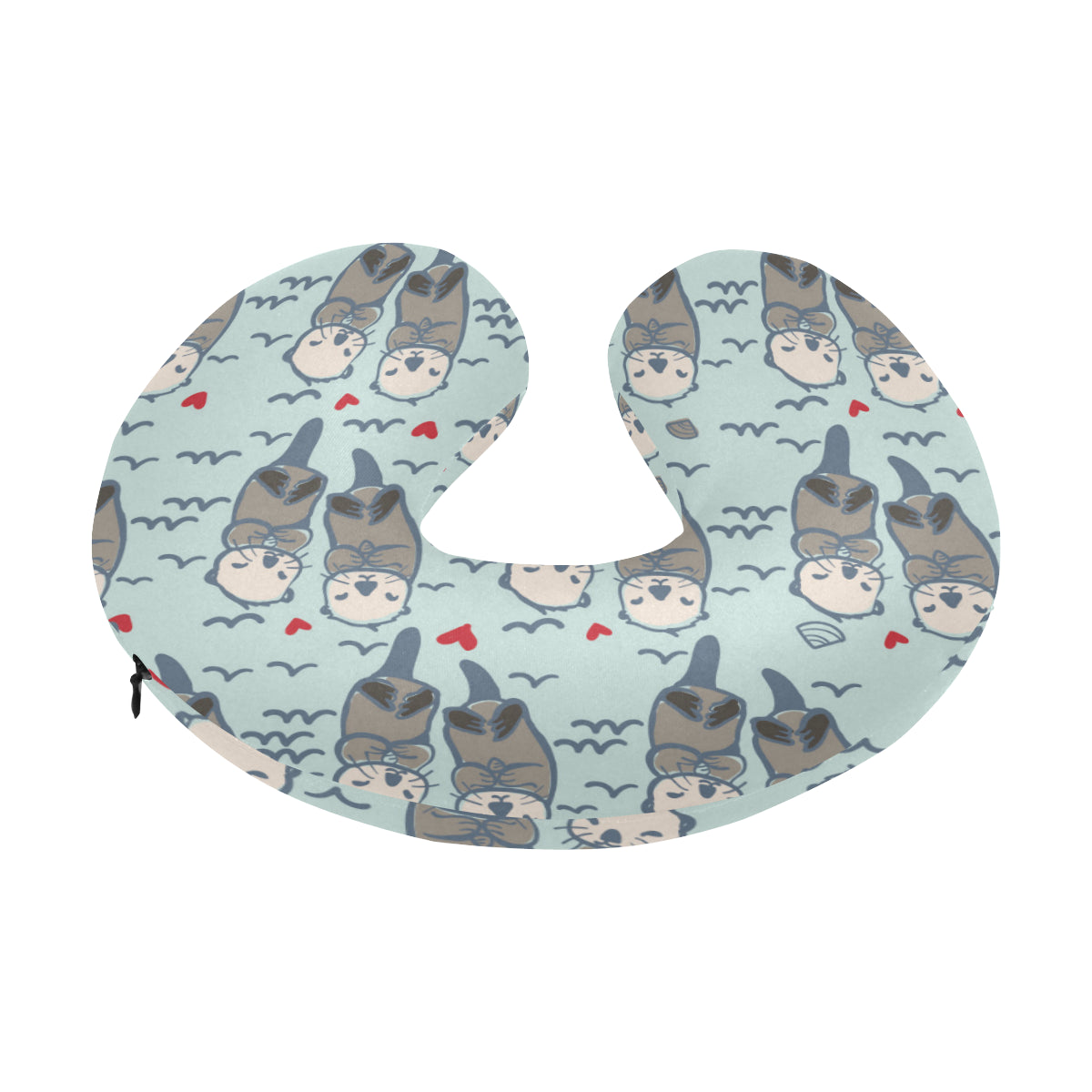 Sea Otter Pattern Print Design 03 U-Shaped Travel Neck Pillow