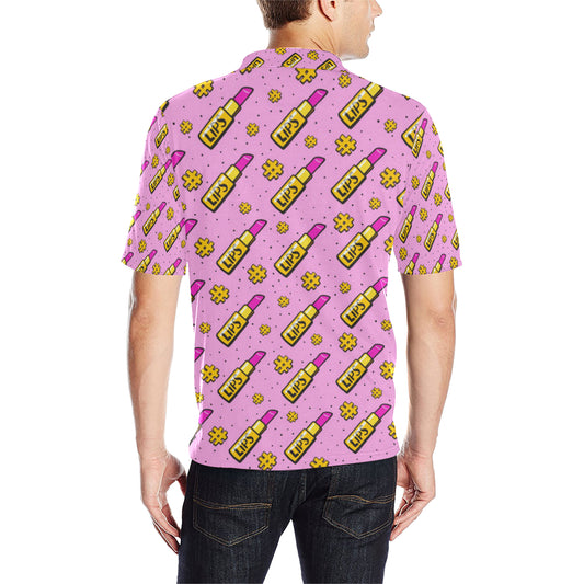 Lipstick Pattern Print Design LT03 Men Polo Shirt