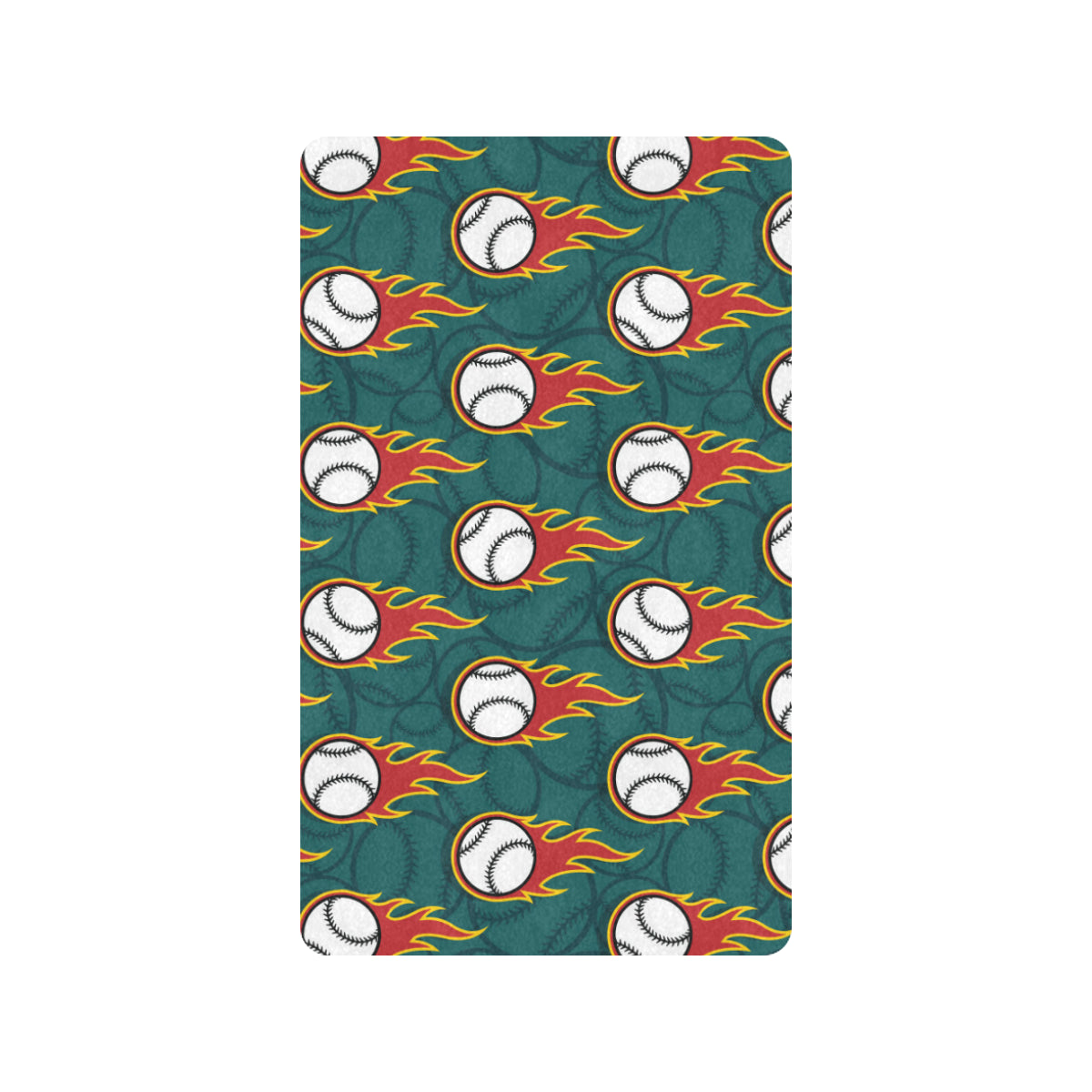 Baseball Fire Print Pattern Rubber Doormat