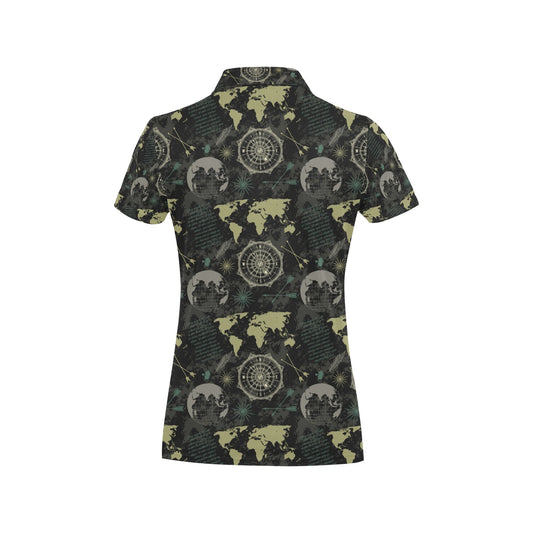 World Map Print Design LKS303 Women's Polo Shirt