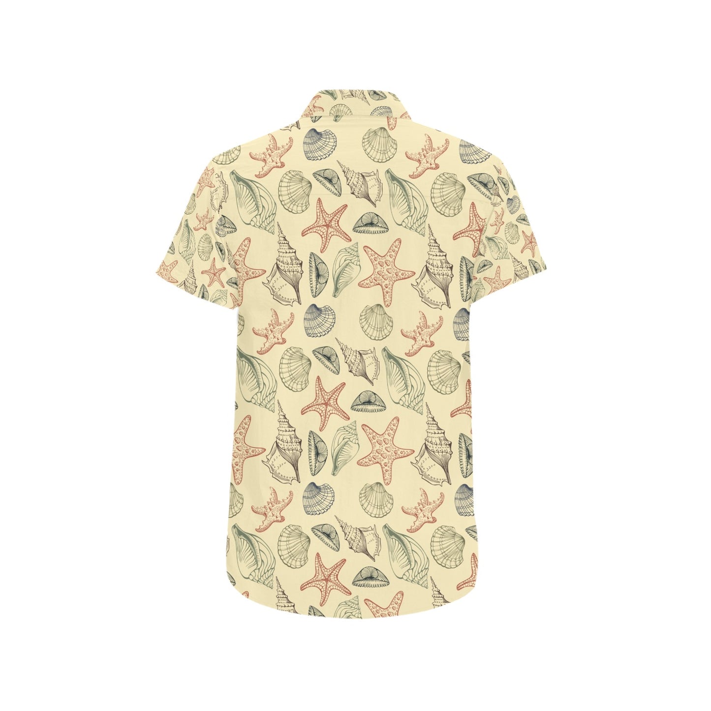 Seashell Print Design LKS305 Men Short Sleeve Button Up Shirt