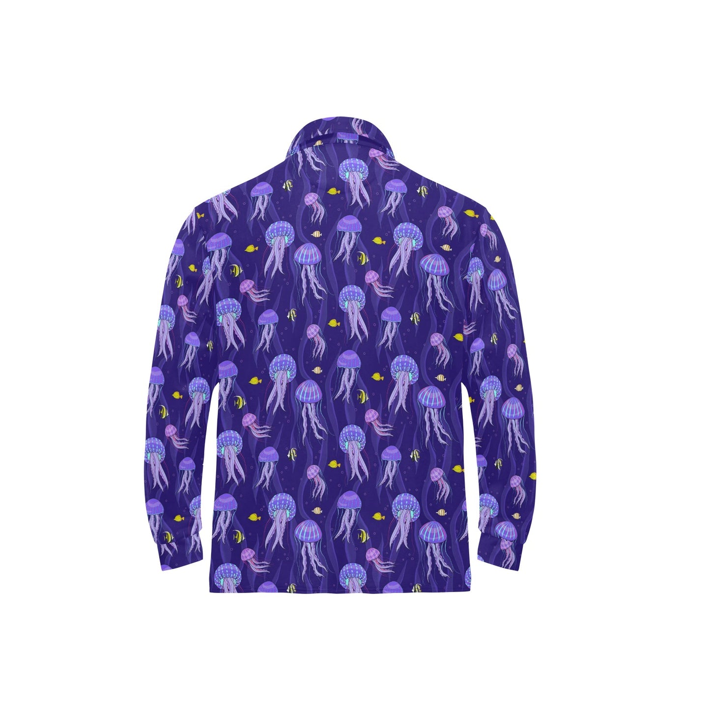 Jellyfish Style Print Long Sleeve Polo Shirt For Men's