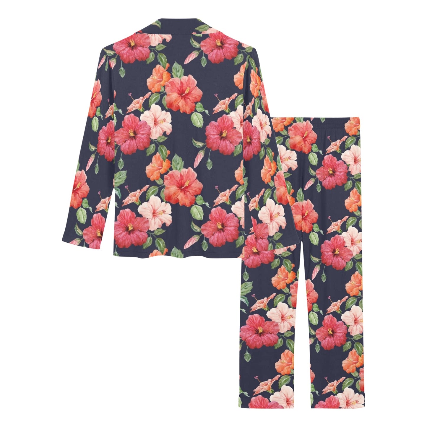Tropical Flower Pattern Print Design TF020 Women's Long Pajama Set