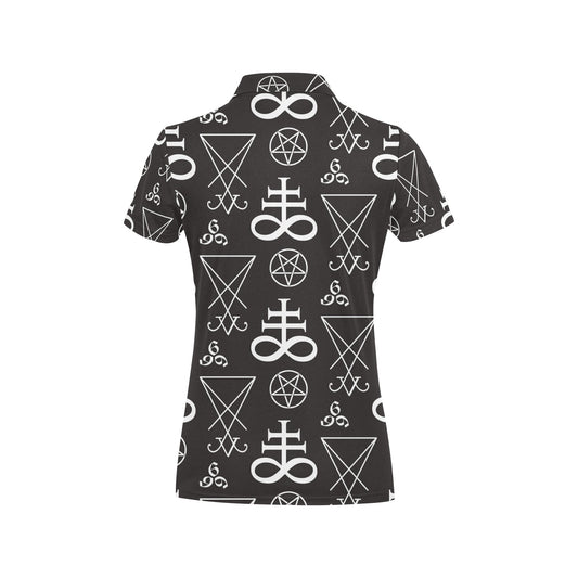 Pentagram Pattern Print Design A04 Women's Polo Shirt