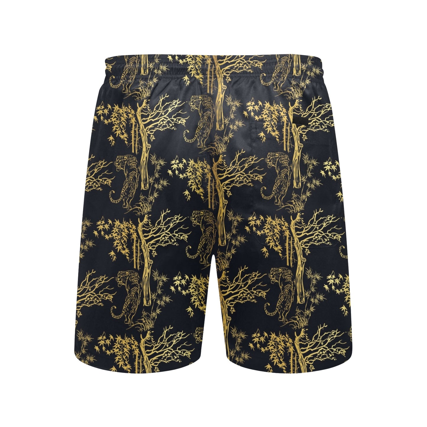Tiger Gold Print Design LKS307 Men's Swim Trunks Beach Shorts