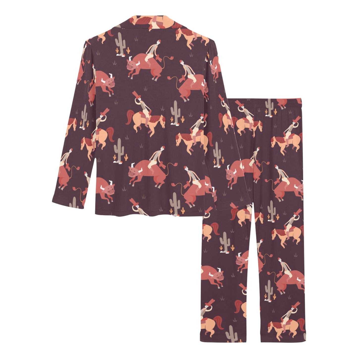 Rodeo Pattern Print Design A01 Women's Long Pajama Set