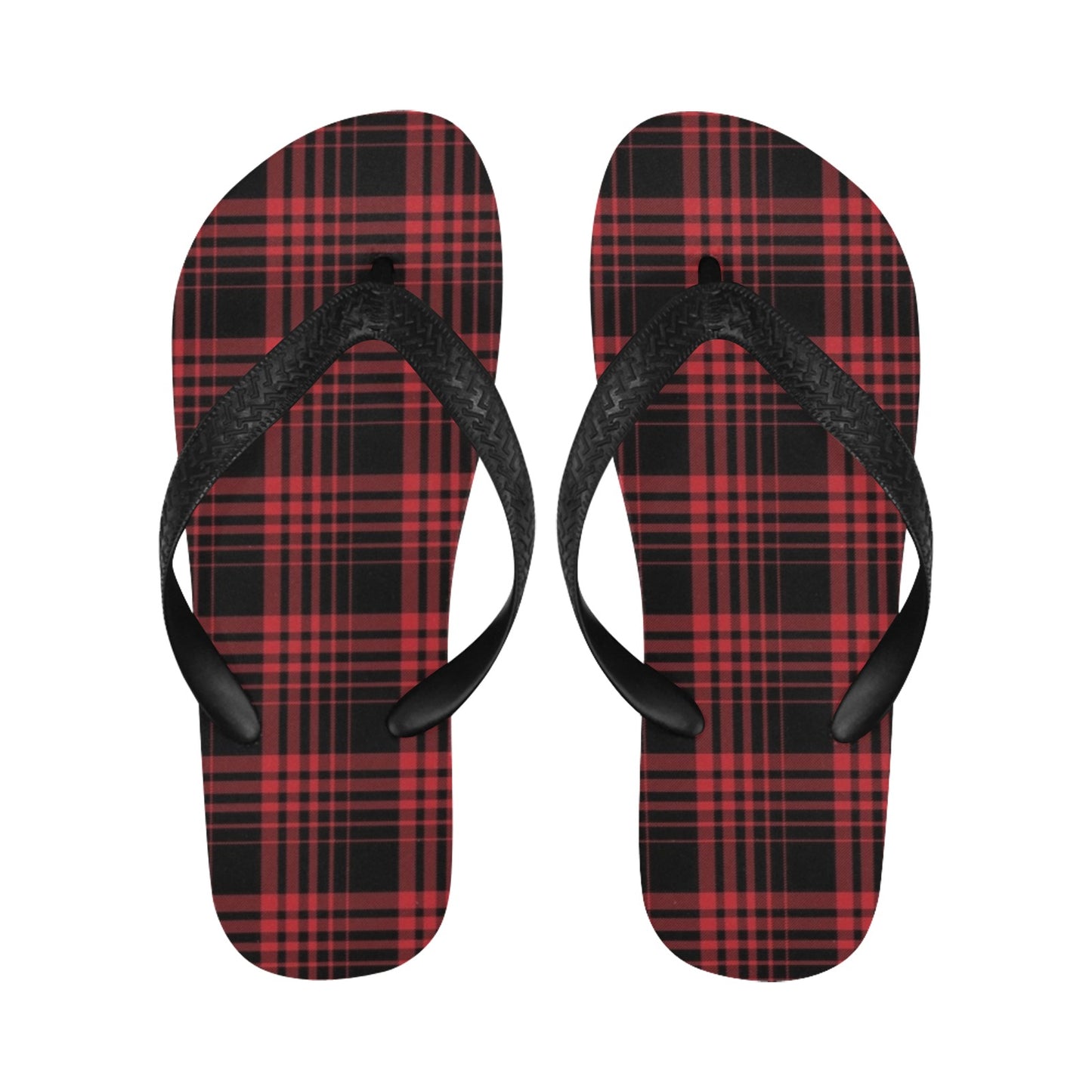 Tartan Red Black Print Design LKS303 Flip Flops