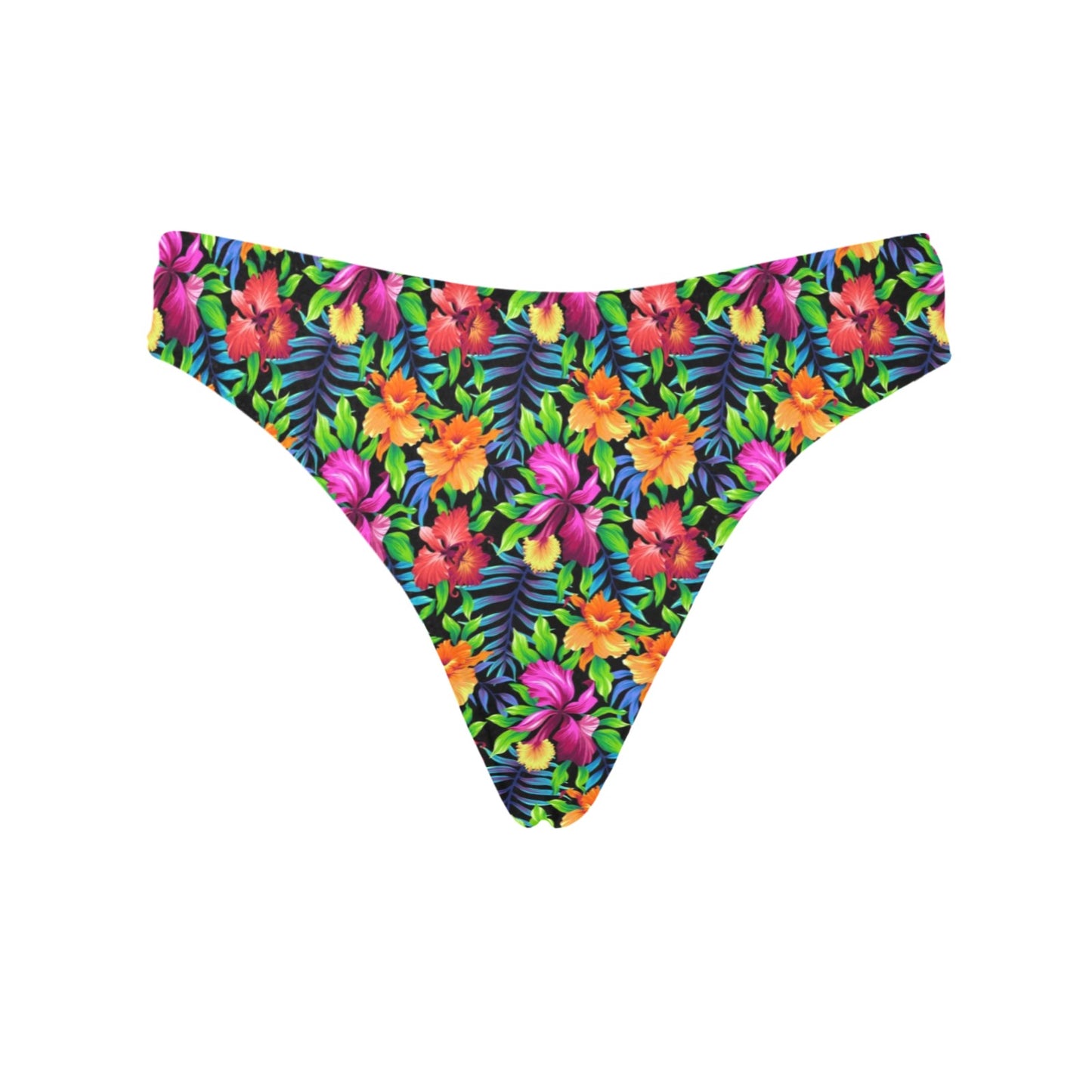 Tropical Folower Colorful Print Women's Thongs