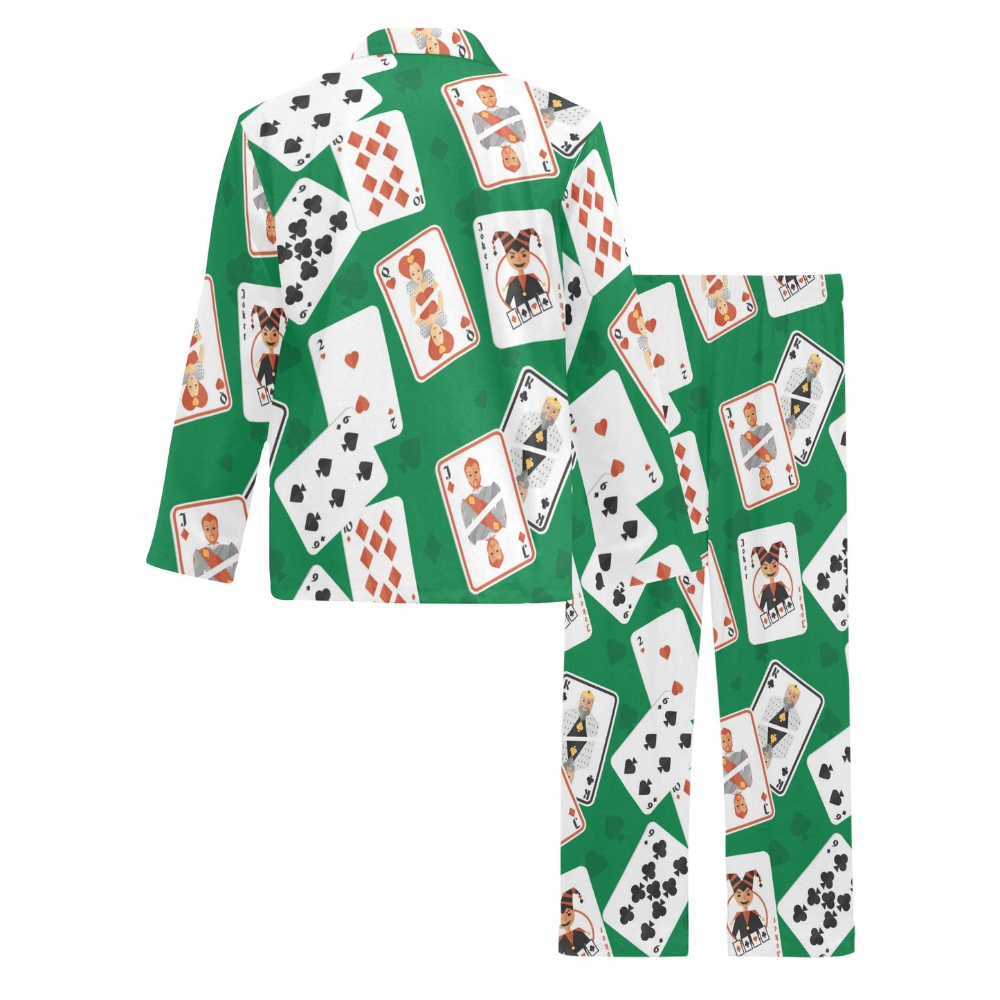 Poker Cards Pattern Print Design A03 Men's Long Pajama Set