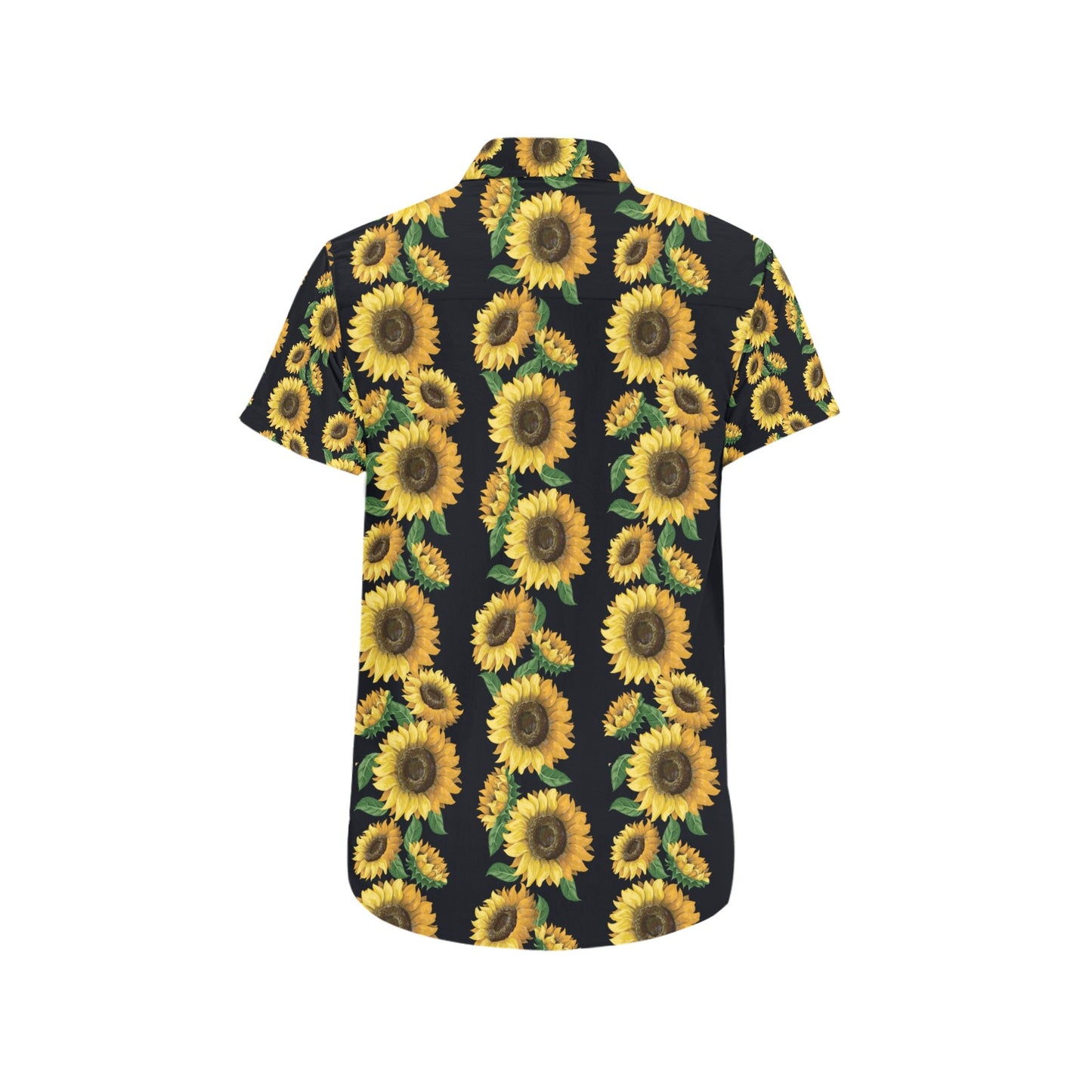 Sunflower Print Design LKS306 Men Short Sleeve Button Up Shirt