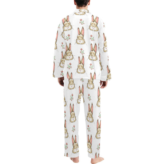 Rabbit Pattern Print Design RB09 Men's Long Pajama Set