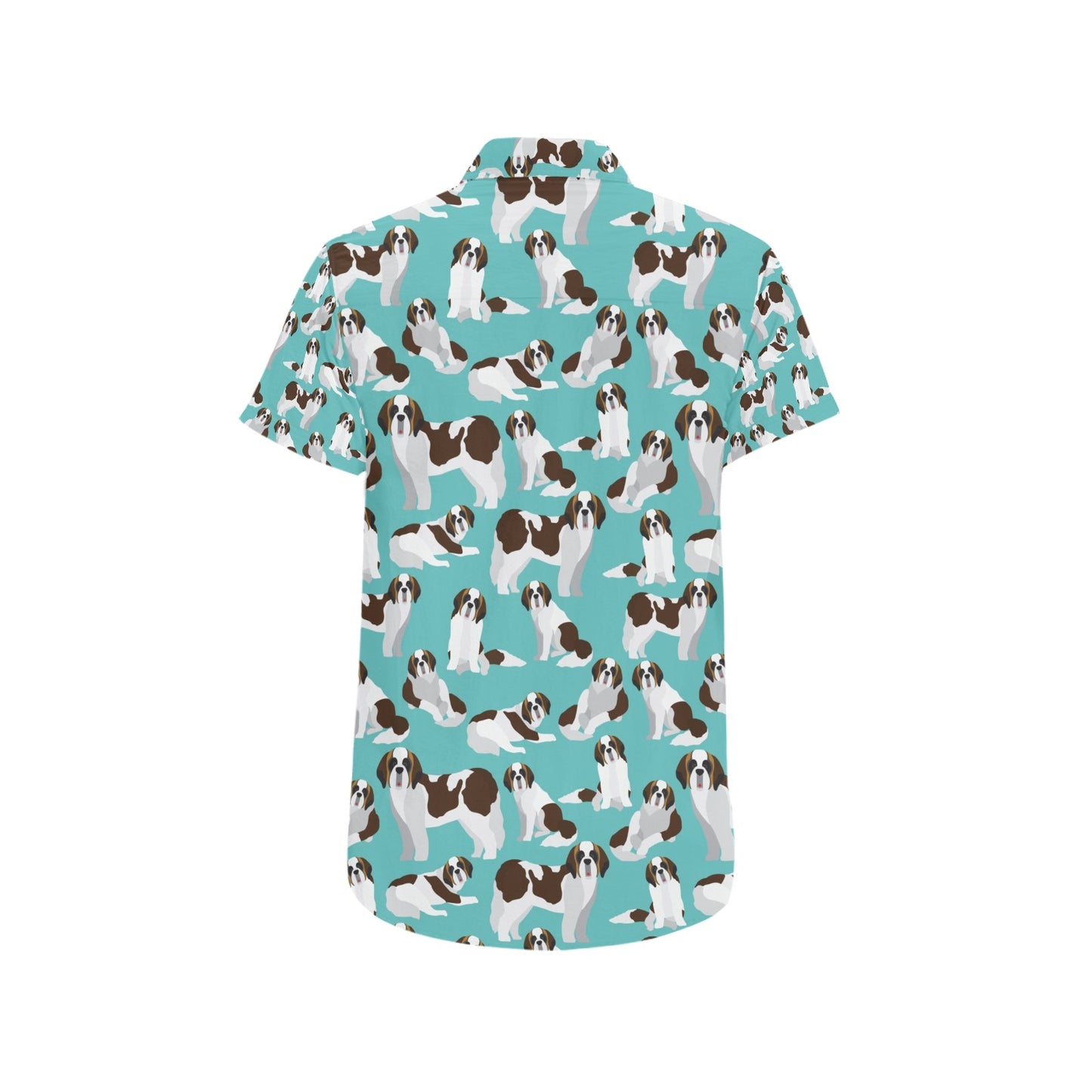 St Bernards Print Design LKS302 Men Short Sleeve Button Up Shirt