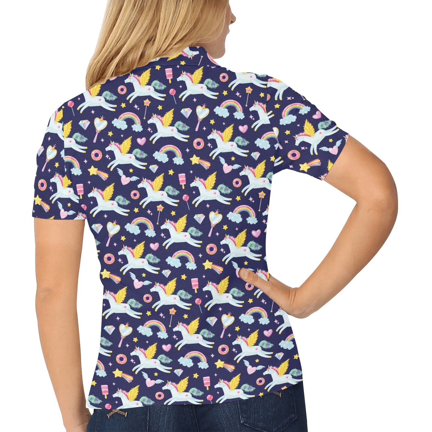 Pegasus Pattern Print Design 05 Women's Polo Shirt
