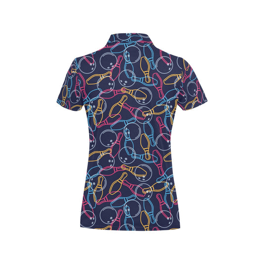 Bowling Pattern Print Design 07 Women's Polo Shirt