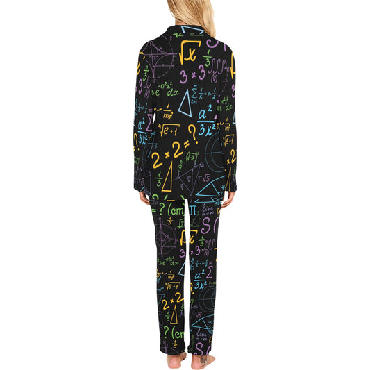 Math Pattern Print Design 03 Women's Long Pajama Set