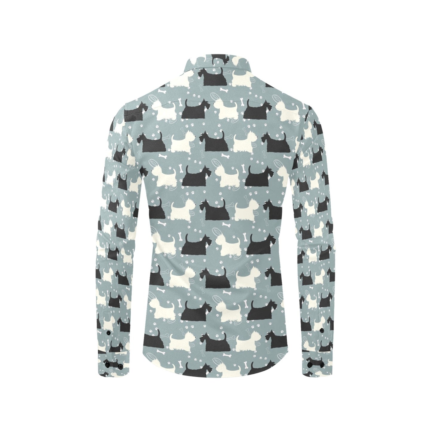 Scottish Terriers Print Design LKS301 Men's Long Sleeve Dress Shirt