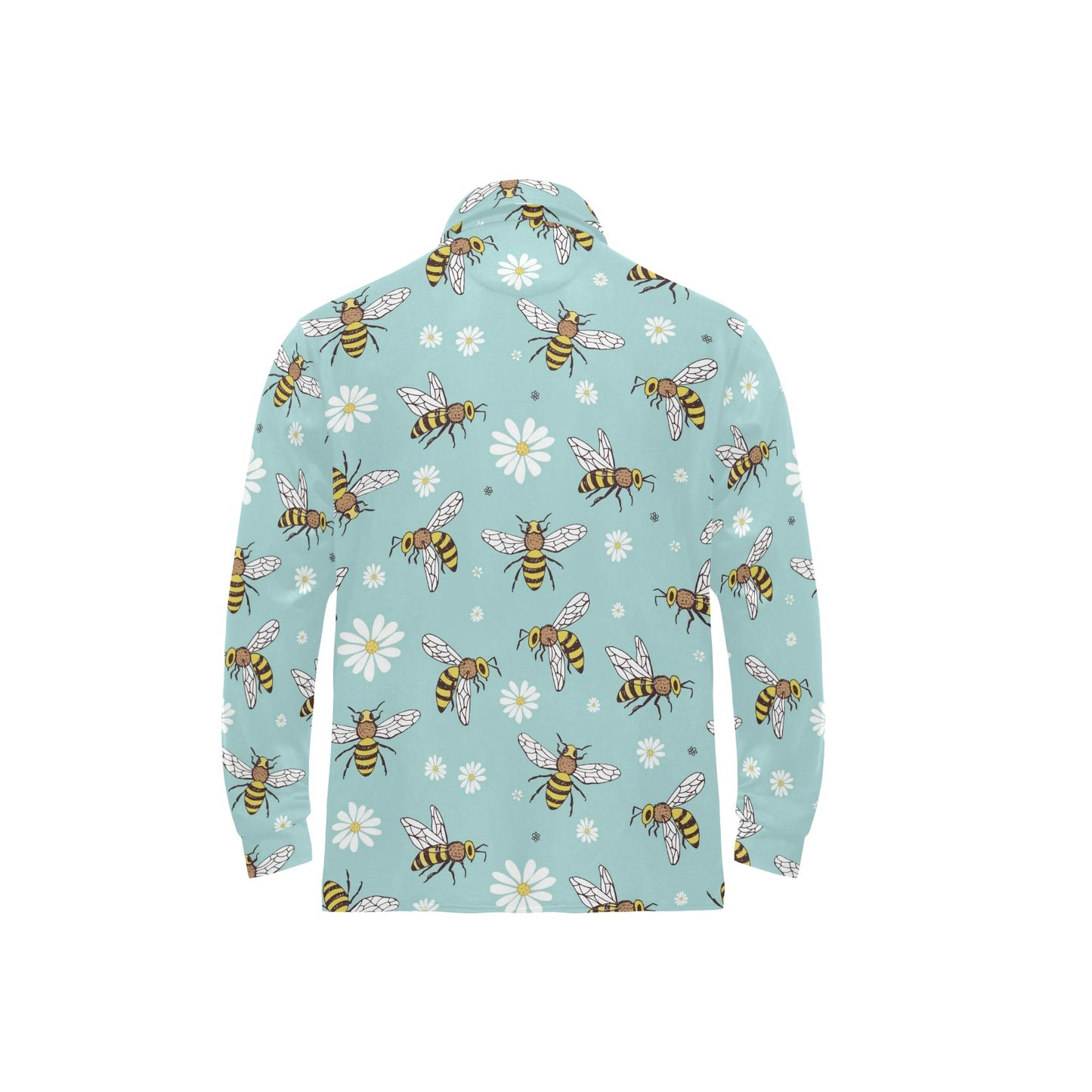 Bee Pattern Print Design BEE010 Long Sleeve Polo Shirt For Men's