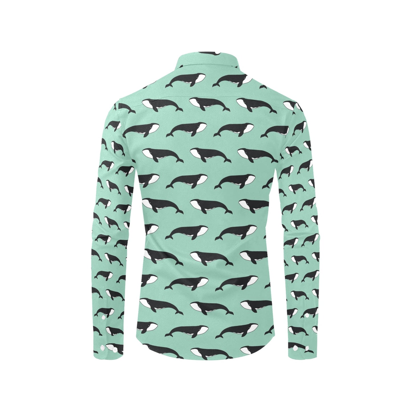 Whale Print Design LKS307 Men's Long Sleeve Dress Shirt